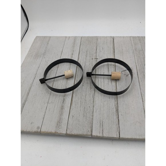 Set of 2 Metal Round Circle Fried Egg Ring Pancake Mold Wood Handle - Picture 3 of 3